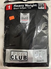 Pro Club Men's Heavyweight Cotton Short Sleeve Crew Neck T-Shirt Black Large New