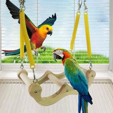 Wood Bird Spring Swing Toy,Bird Perches for Cage Accessories,Parrot