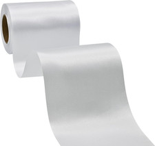 Wide White Satin Ribbon 4 Inch X 25 Continuous Yards Solid Fabric Ribbon for Cut