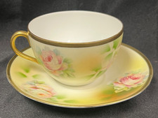 Royal Rudolstadt Hand Painted Rose Cup Saucer Made in Prussia