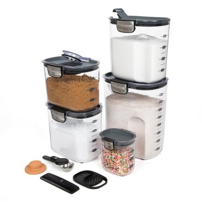 ProKeeper+ 9 Piece Clear Plastic Airtight Food Flour and Sugar Baker's Kitche...