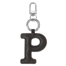 Initial Letter Keychain Cute Leather Keychains with Letter P Black