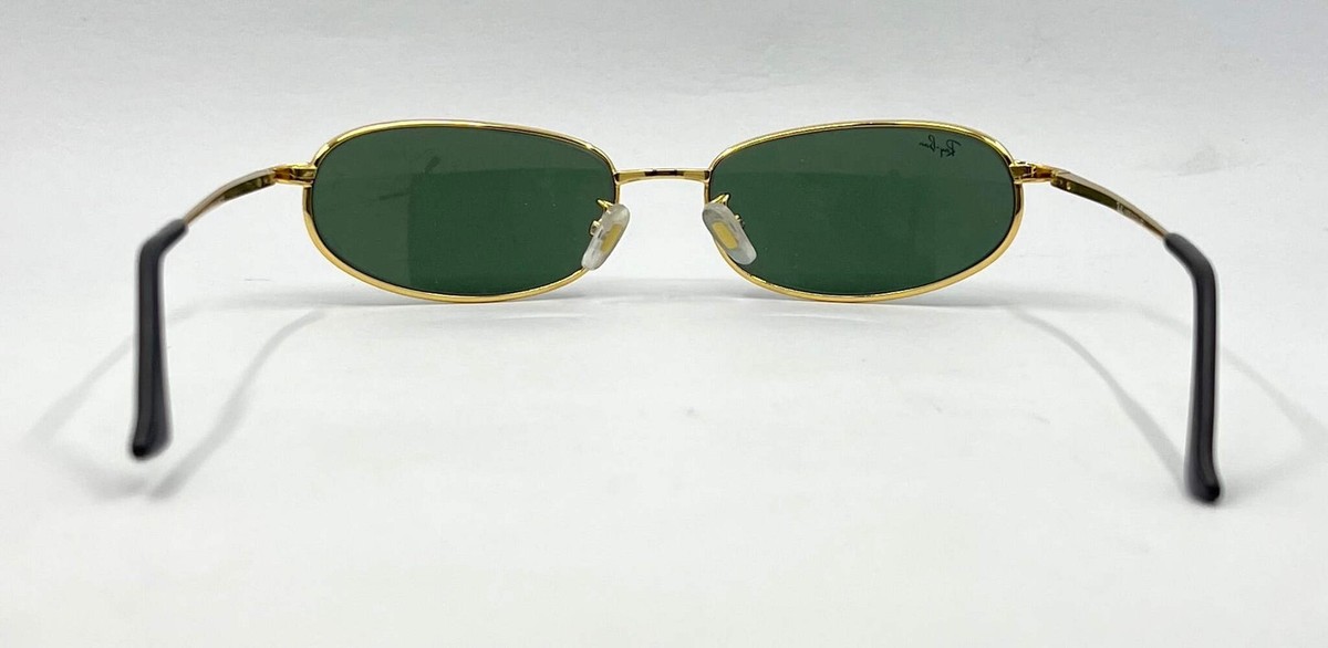 Ray-Ban RB8020 ORBS 001 Gold Oval Sunglasses-Green G-15 Glass-59mm 