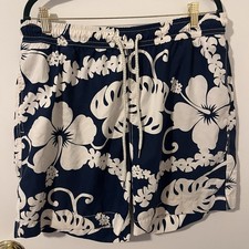 Tommy Bahama Relax Hibiscus Swim Trunks Blue White Men  s Size Large