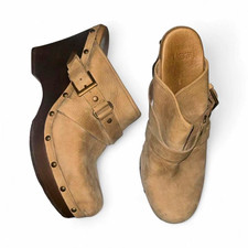 UGG Women s Leather Clog Slipper Mule Buckle Studded High Heel US 10