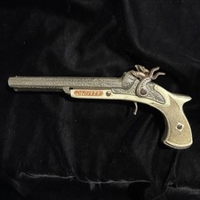 1950s Hubley Pirate Toy Pistol Double Barrel Cast Iron 9" Cap Gun.