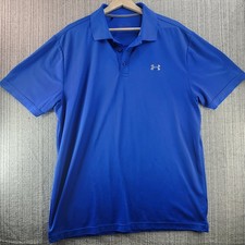 Under Armour Polo Shirt Mens XL Blue Performance Golf Short Sleeve Stretch