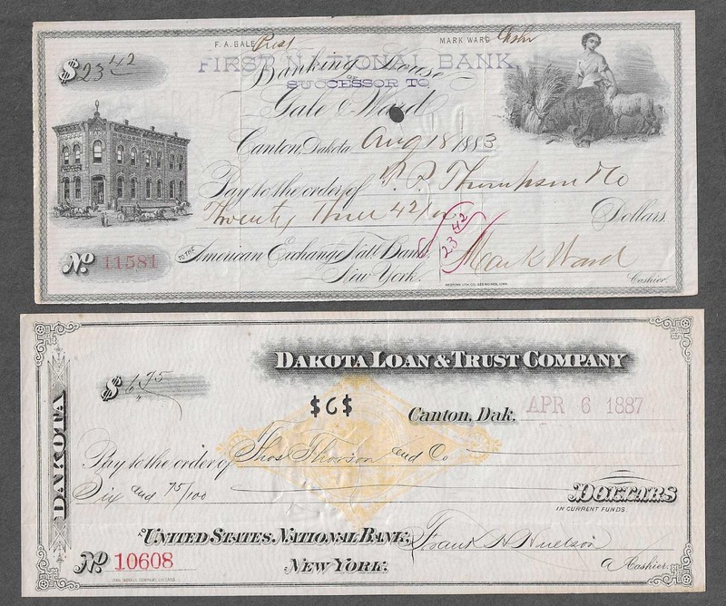 1883-1887 Dakota Territory Bank Drafts