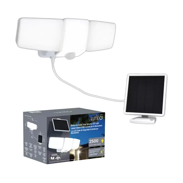 Solar 3 Motion Sensor LED Security Floodlight 2500 Lumen Garden