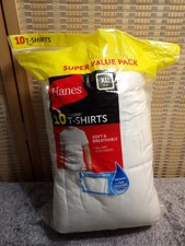 NEW Hanes Men's 10 Tagless Crew Neck T-Shirts White Undershirt -XL 46/48