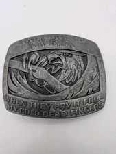 Vintage 1980 Made In USA Indiana Metal Craft I Will Give Up My Gun Belt Buckle