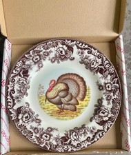 SPODE WOODLAND TURKEY DINNER PLATE 10-1/2" NEW IN BOX MADE IN ENGLAND S3422