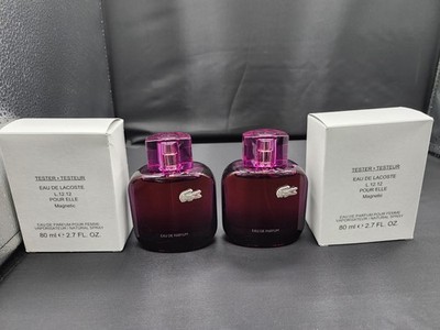 TWO NEW LACOSTE L.12.12 POUR ELLE MAGNETIC EDP (TESTER) 2.7 OZ