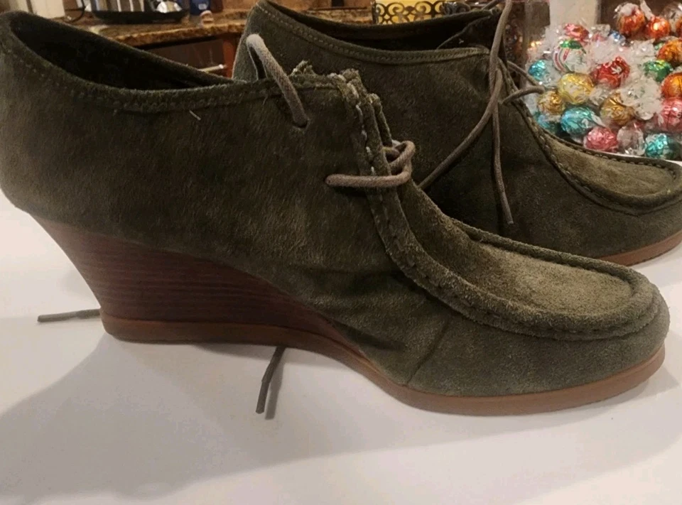 Ralph Lauren Denver Sage зеленый шнурует вверх на танкетке лодыжки загрузки женщин 10 туфли, новый - Изображение 2 из 4