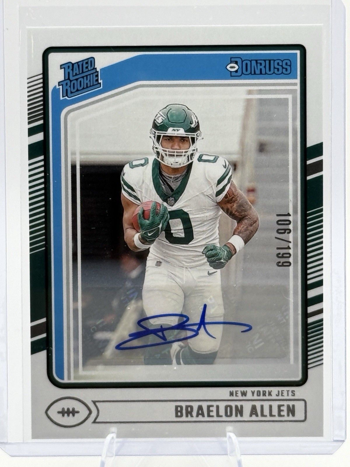 2024 Donruss Braelon Allen Rated Rookie Auto #106/199 Jets