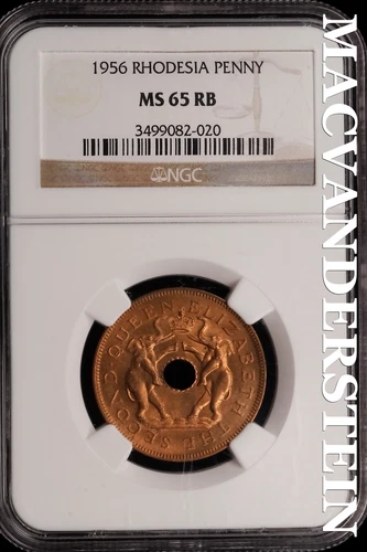Rhodesia: 1956 Penny - NGC MS 65 RB - Brilliant Uncirculated  #SLi380