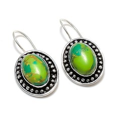 Orecchino gioiello in argento sterling 925 fatto a mano con pietra preziosa turchese misura 1"