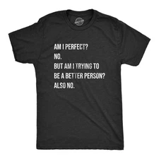 Mens Am I Perfect No T Shirt Funny Sarcastic Self Improvement Joke Novelty Tee