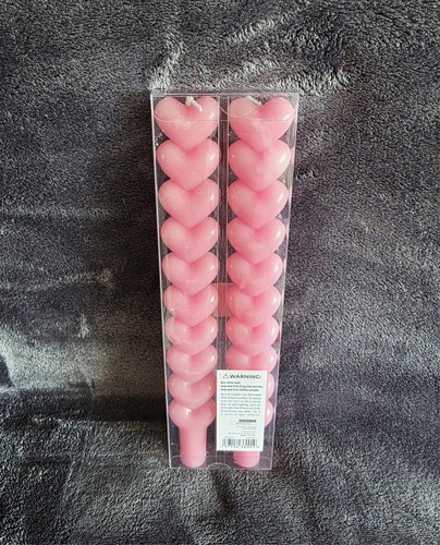 New 2-pack of pink heart-shaped taper candles designed for Valentine's Day 10' - Picture 4 of 4