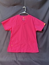 Wonderwink Four-Stretch 4 V Neck Scrub Set Fun Hot Pink Women's Size S/Sp