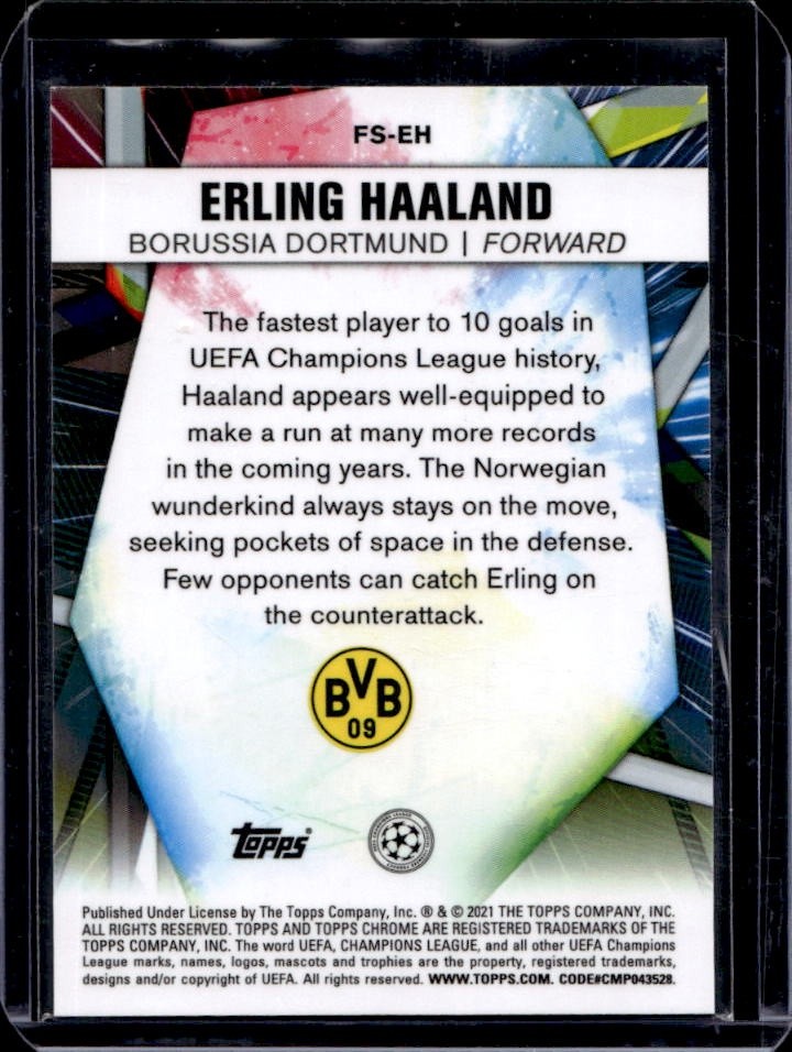 2020-21 Topps Chrome UEFA Erling Haaland Future Stars Refractor #FS-EH Dortmund view 2