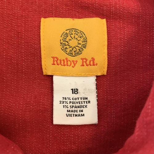 Ruby Rd Jacket Womens 18 Red Pleated Hem Stretch Button Front Beaded Boho Chic - Picture 2 of 7