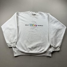 Vintage Disney World Mickey Mouse Sweatshirt Mens Large White Rainbow USA 90s