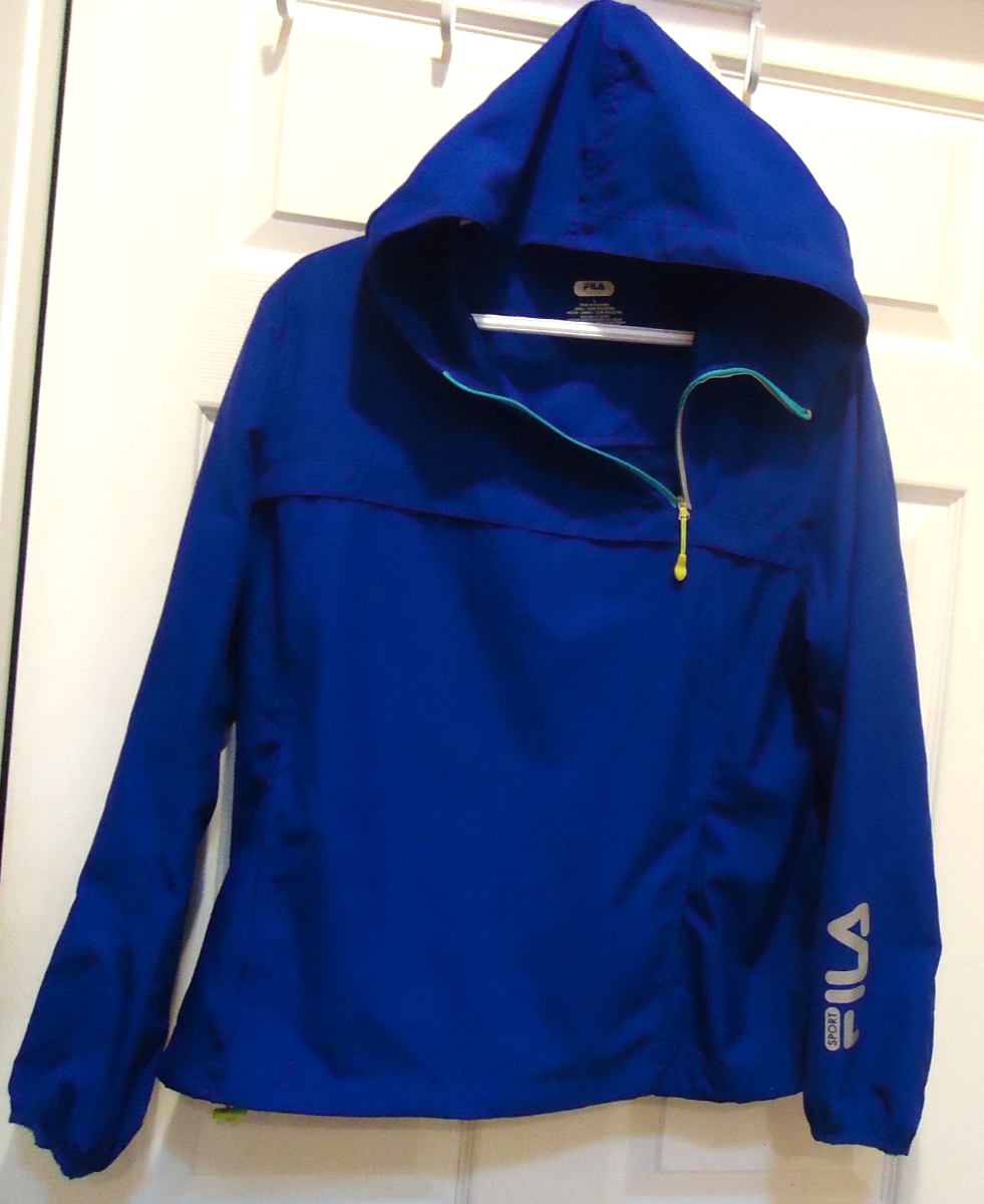 Giacca a vento donna Fila Sport pullover felpa con cappuccio blu navy zip taglia L