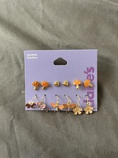 Claire  s Sensitive Solutions Garden Theme Earring Pack, , Earth Tone, NWT