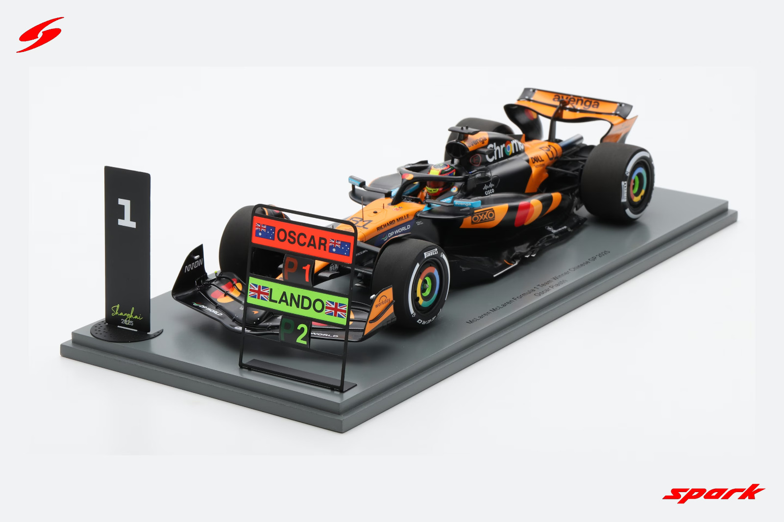 Spark 1/18 McLaren MCL38 F1 Piastri GP Chine, réplique de collection haute précision en résine