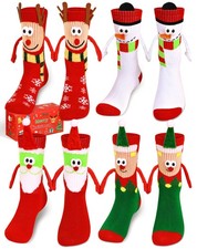 4 Pairs Christmas Socks for Kids, Hand Holding Socks Funny Christmas Stocking...