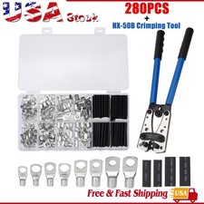 280PCS Silver Lugs Ring Terminals Bare Battery Welding Crimp Wire Connectors Kit