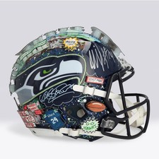 Marshawn Lynch Seahawks Signed Riddell Authentic Helmet - Art by Charles Fazzino