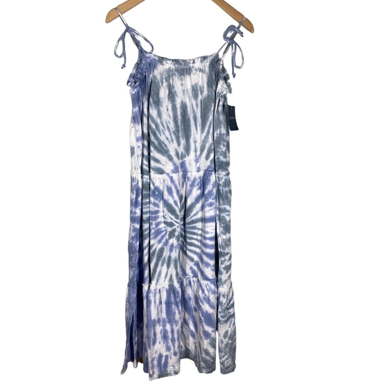 Lucky Brand Blue Tiered Cami Tie Dye Midi Dress Womens Size Small Boho Festival