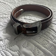 VTG 1993 Onyx by Brighton Western Belt Mens 44, Brown, Silvertone Buckle