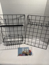 Black Wire Wall Grid Panel Multifunction Photo Hanging Display - New 2 Pc.
