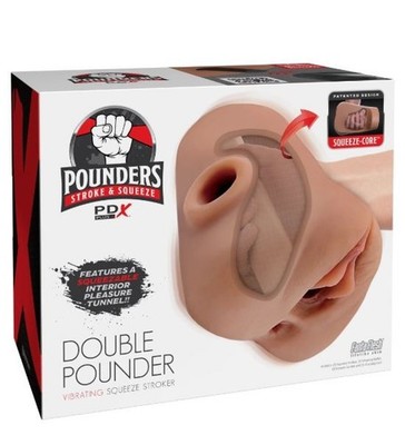 Pipedream Pdx Plus Double Pounder Vibrating Squeeze Stroker Brown, New