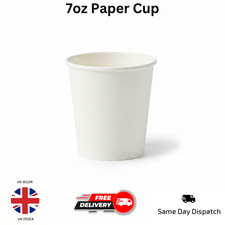 7oz Disposable Paper Cups White Eco Biodegradable Hot Cold Drinks Catering