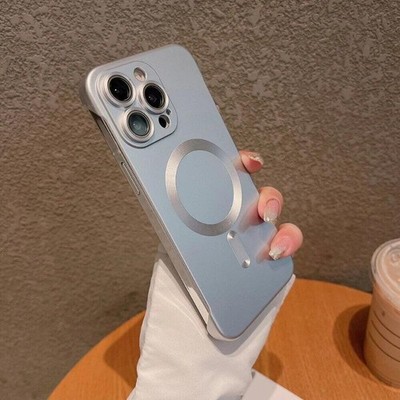 For iPhone 15 Pro Max 14 Magsafe Case Matte Original Color Rimless Hard PC Cover
