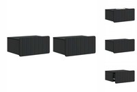 Nachttisch HäNgend 2Er Set Nachtschrank Schwarz 49X34,5X24 Cm