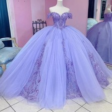 Lavender Quinceanera Dresses Off The Shoulder Sweet 15 16 Party Prom Ball Gowns