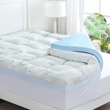 DOWNCOOL Dual Layer 4 Inch Memory Foam Mattress Topper Queen 2 Inch Gel Memory