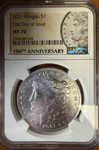 2021 $1 MORGAN SILVER DOLLAR NGC MS70 FIRST DAY OF ISSUE FDI PHILADELPHIA