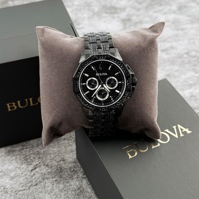 Bulova Men's Crystal Octava Black Dial Multifunction Men's Watch 98C134