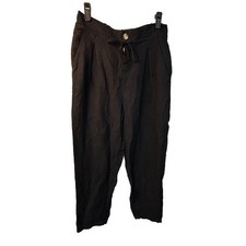 Loft Beach Linen Crop Pants Women Small Black Straight Leg Grunge Resort wear