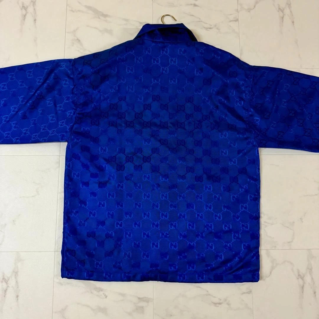 Giacca Gucci Off The Grid Track blu grande usata 2022 23 logo GG pelle 75 5 cm