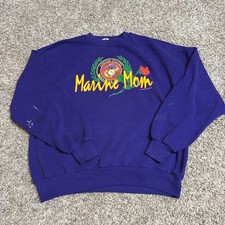 Vintage Marine Mom Sweatshirt Purple Jerzees Brand Made In USA Distressed XL 90s