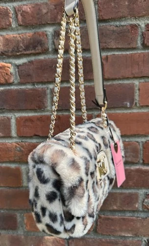 New Juicy Couture fluffy flap  Snow Leopard Shoulder Bag HTF - Picture 3 of 8