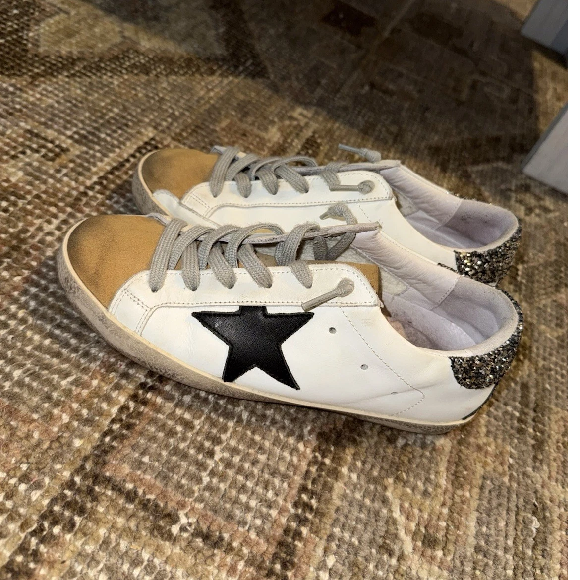 Golden Goose Superstar White Gold Silver Glitter W for sale | eBay
