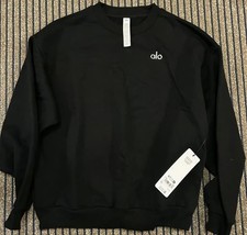 alo yoga accolade crew neck pullover black size small brand new